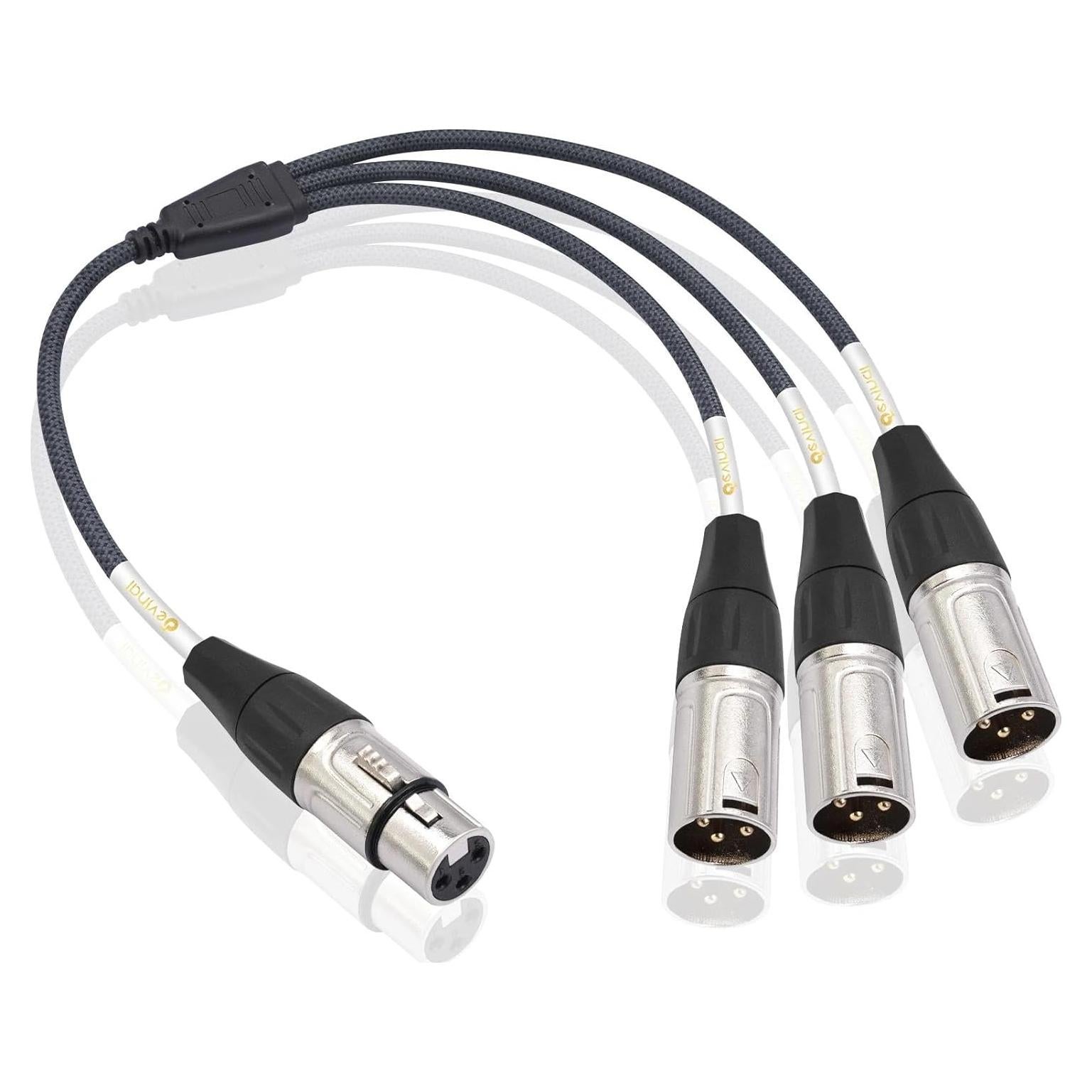 Cable Divisor XLR 1 a 3 Devinal 60 cm Micrófono Balanceado