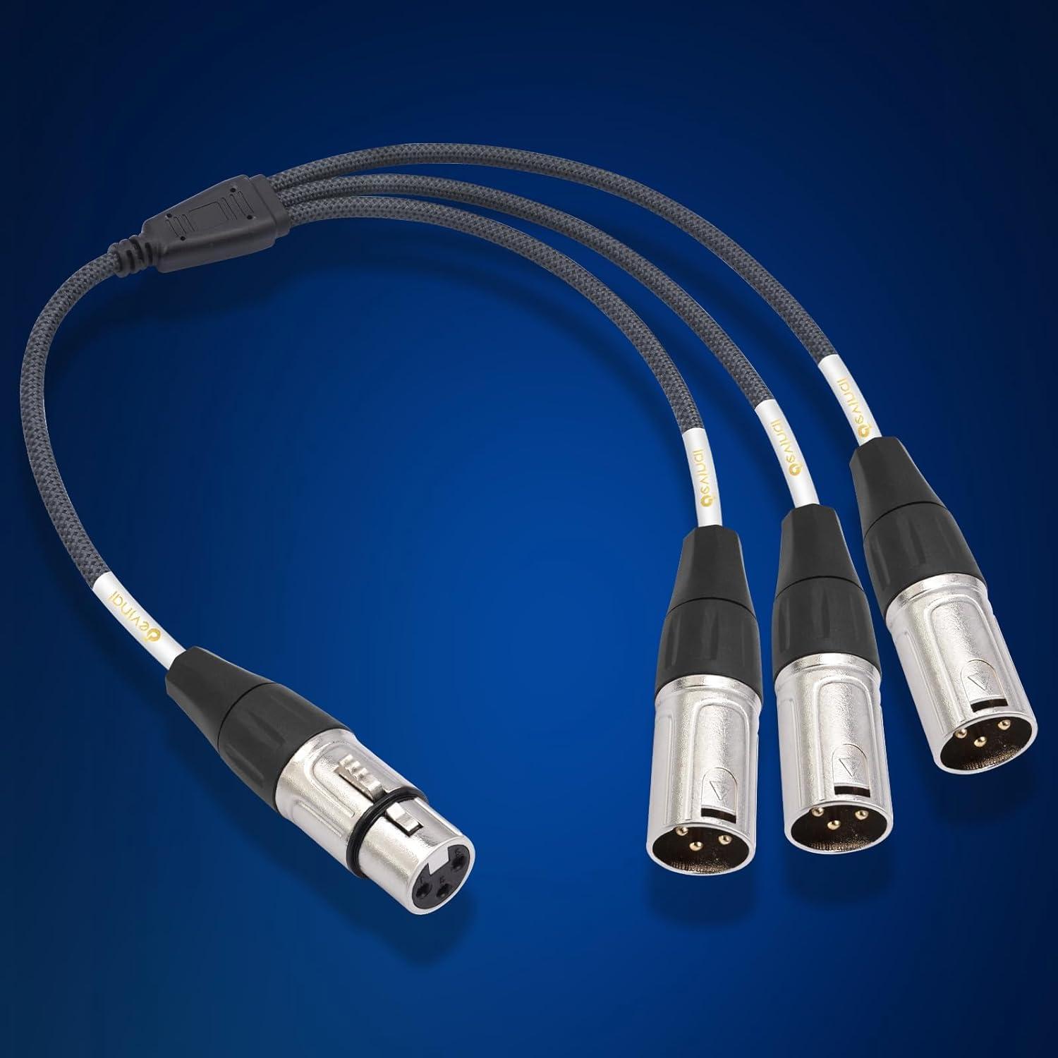 Cable Divisor XLR 1 a 3 Devinal 60 cm Micrófono Balanceado