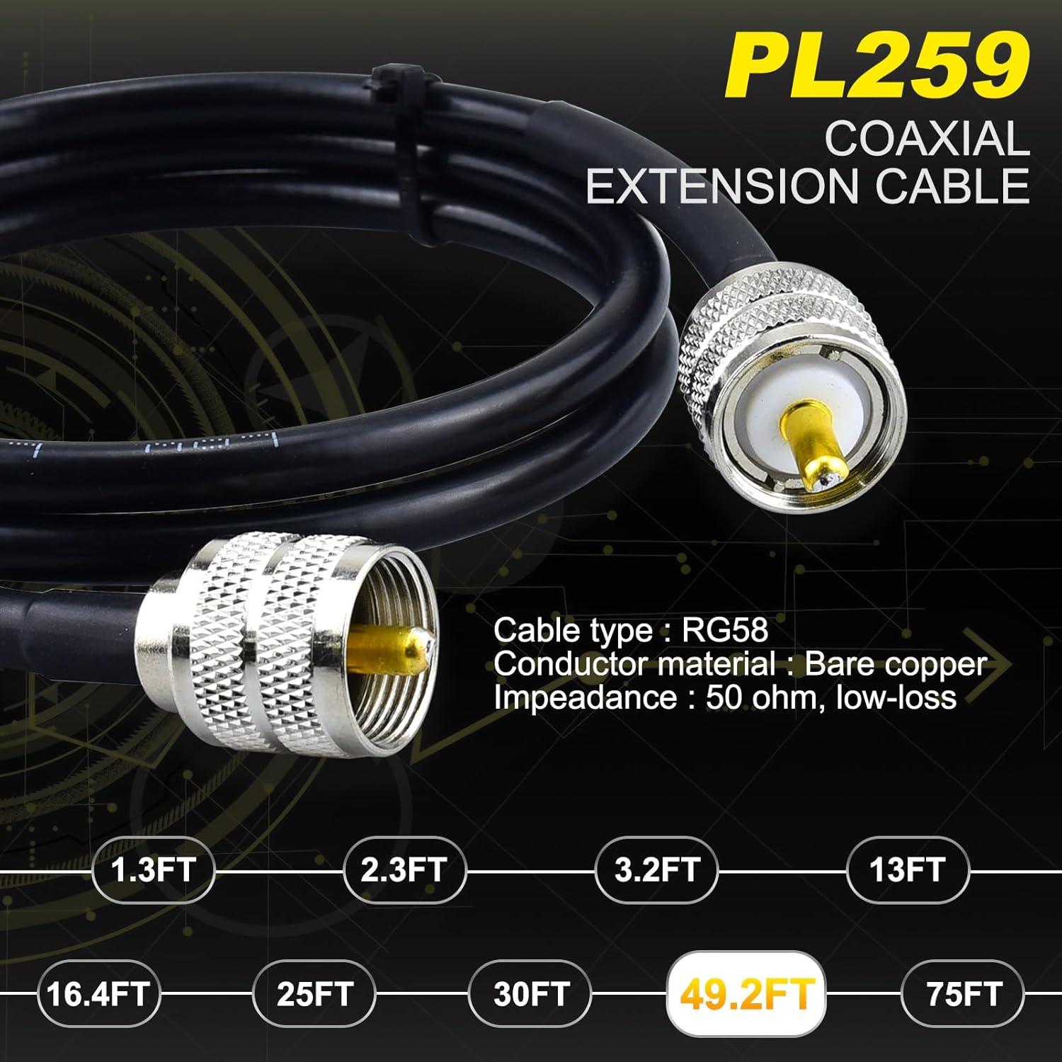 Cable Coaxial RG58 15 metros YovKiss PL259 UHF Macho a Macho