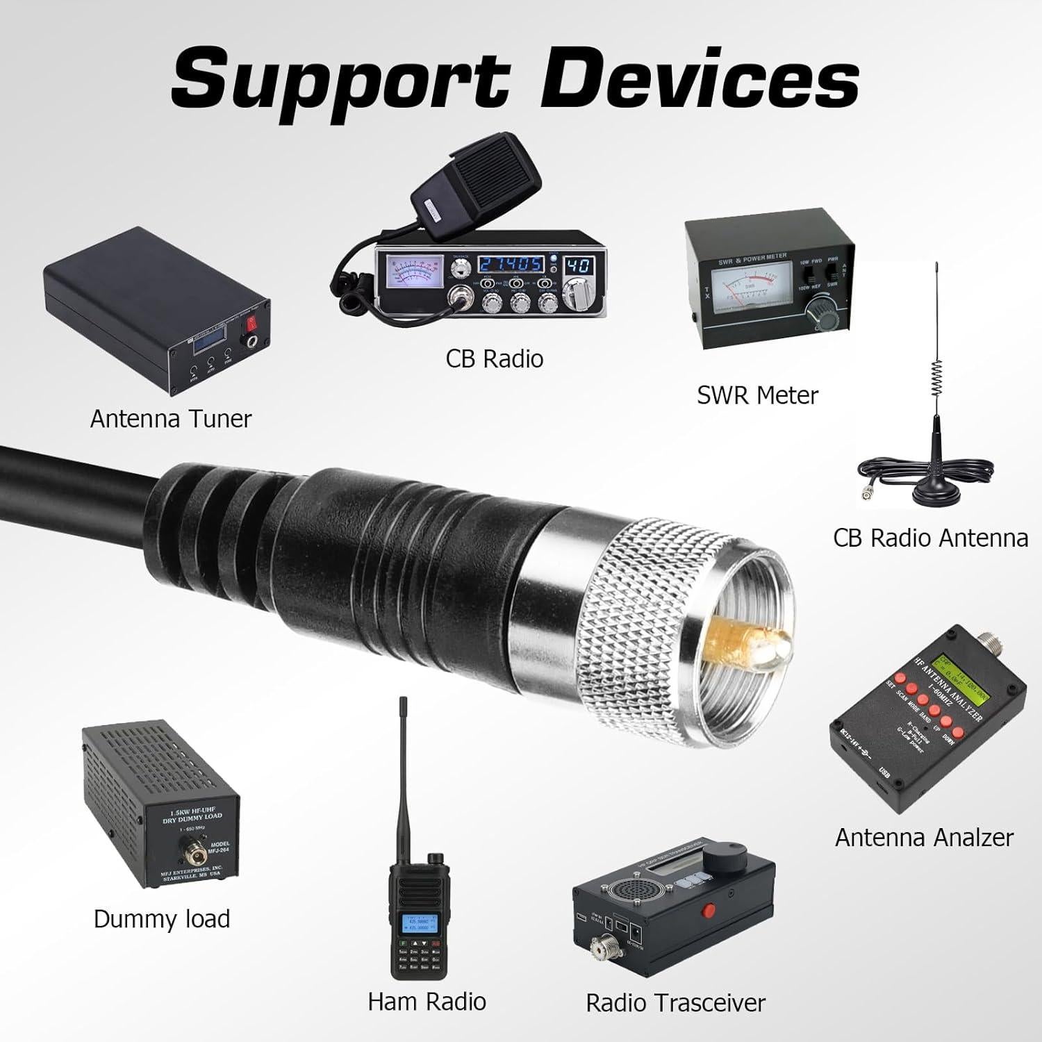 Cable Coaxial RG8X 15.24m UHF PL259 Macho a Macho RFAdapter
