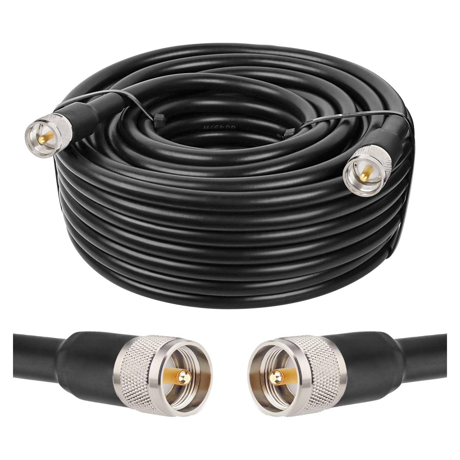 Cable coaxial KMR400 PL259 macho a macho 15.24m - UHF baja pérdida