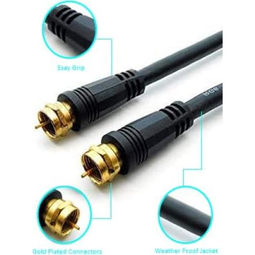 Cable coaxial RG6 1.83m iMBAPrice, paquete de 2, conectores F oro