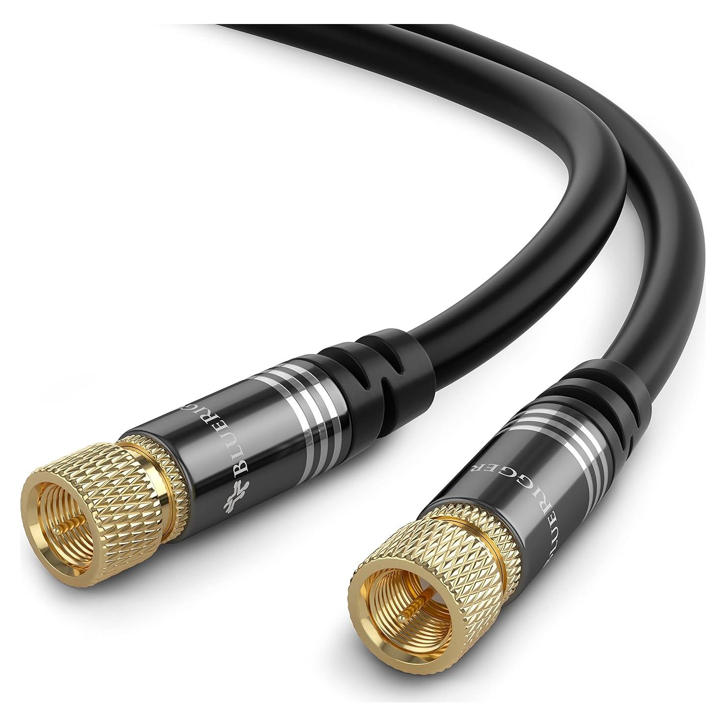 Cable Coaxial BlueRigger RG6 6.1m Conector Tipo F Baño de Oro