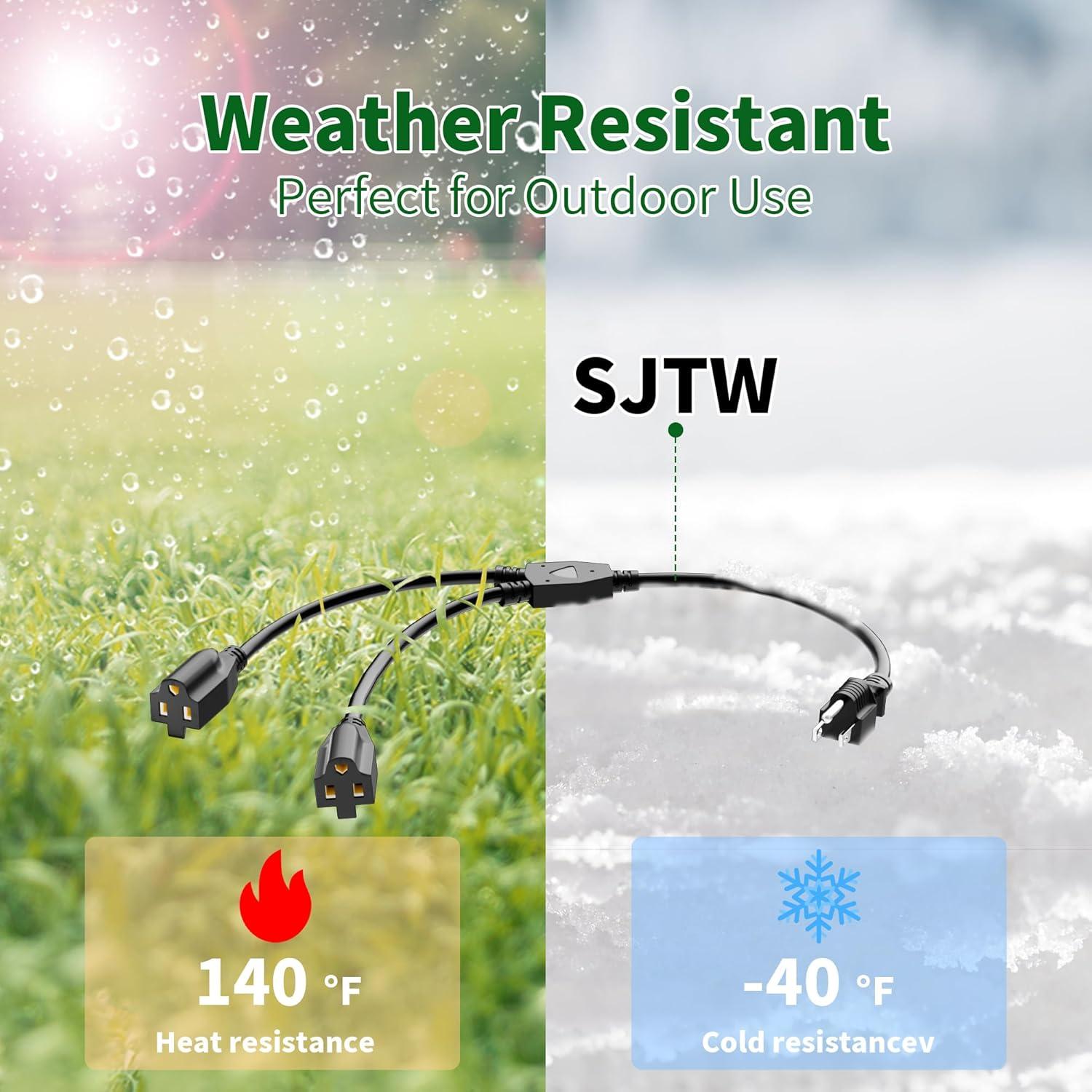 Cable de Extensión Elecan 1FT con Divisor 3 Clavijas 16AWG