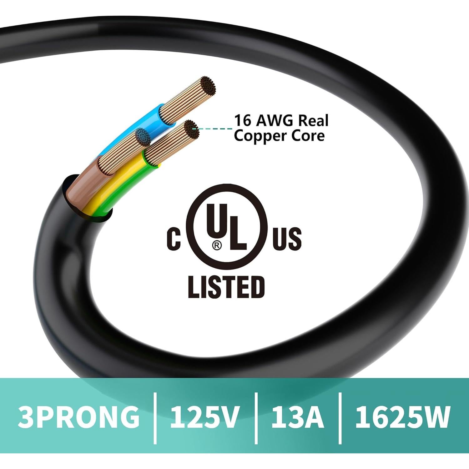 Cable de Extensión Elecan 1FT con Divisor 3 Clavijas 16AWG