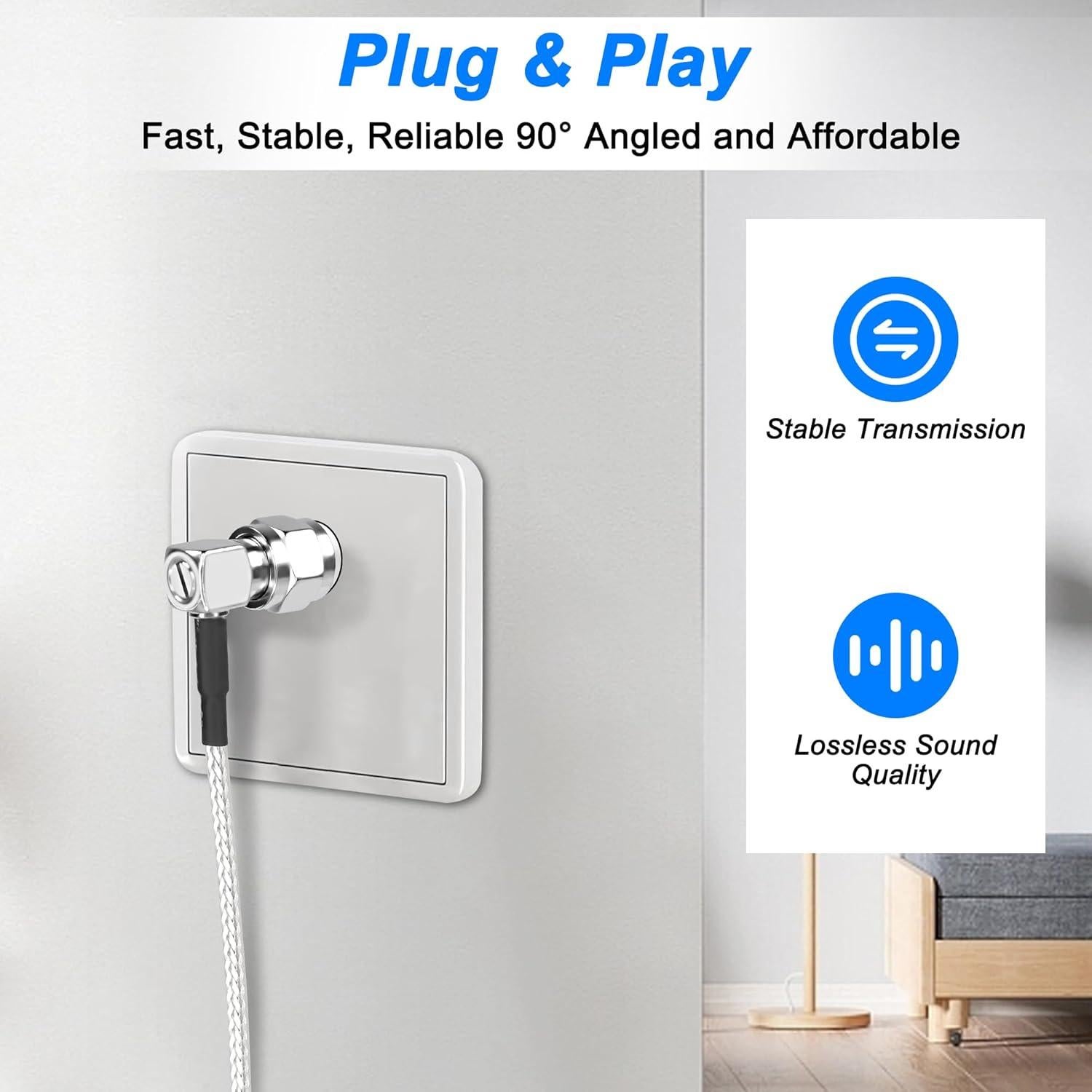 Cable Coaxial Digital MEIRIYFA 2m Tipo F Ángulo Recto 75 Ohm