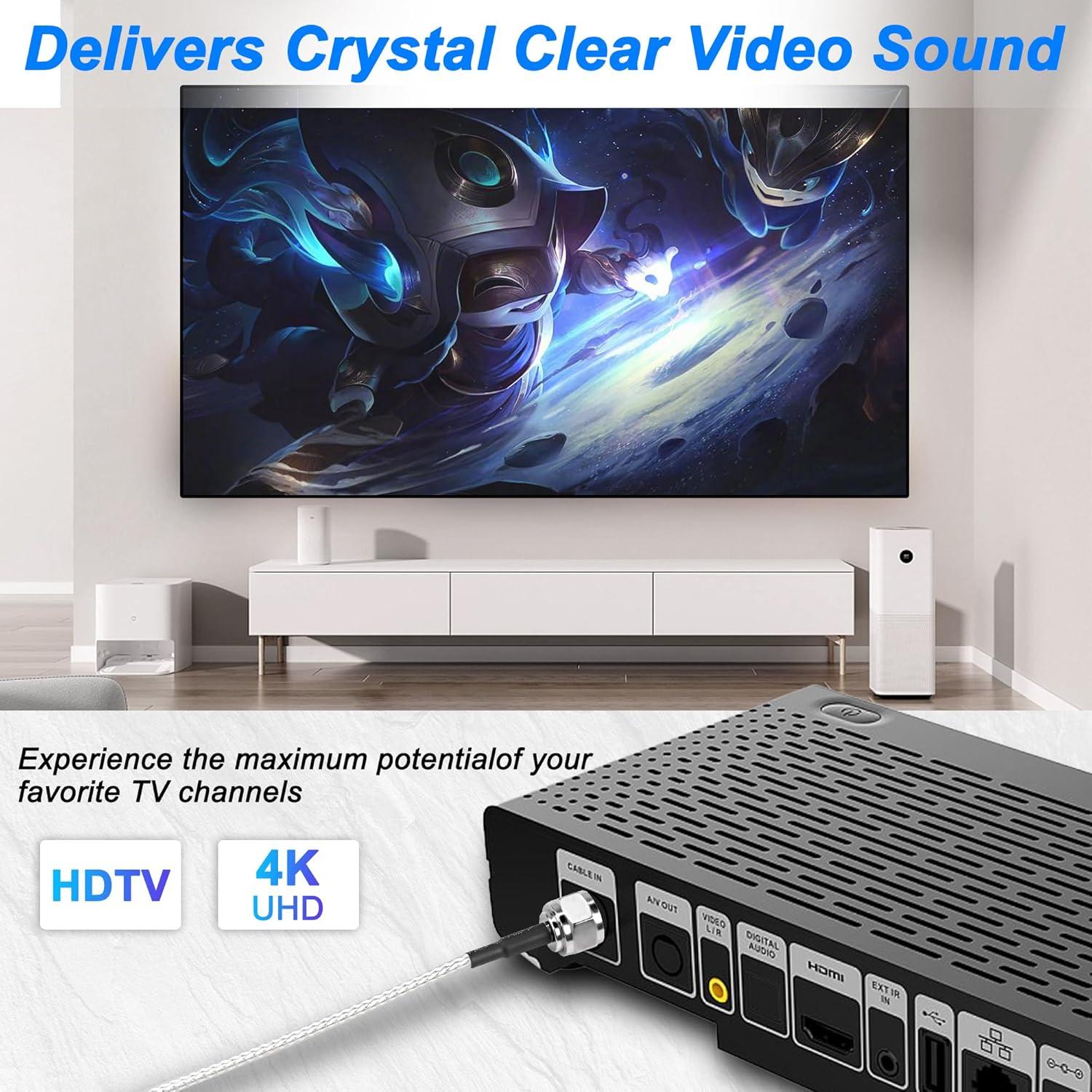 Cable Coaxial Digital MEIRIYFA 2m Tipo F Ángulo Recto 75 Ohm