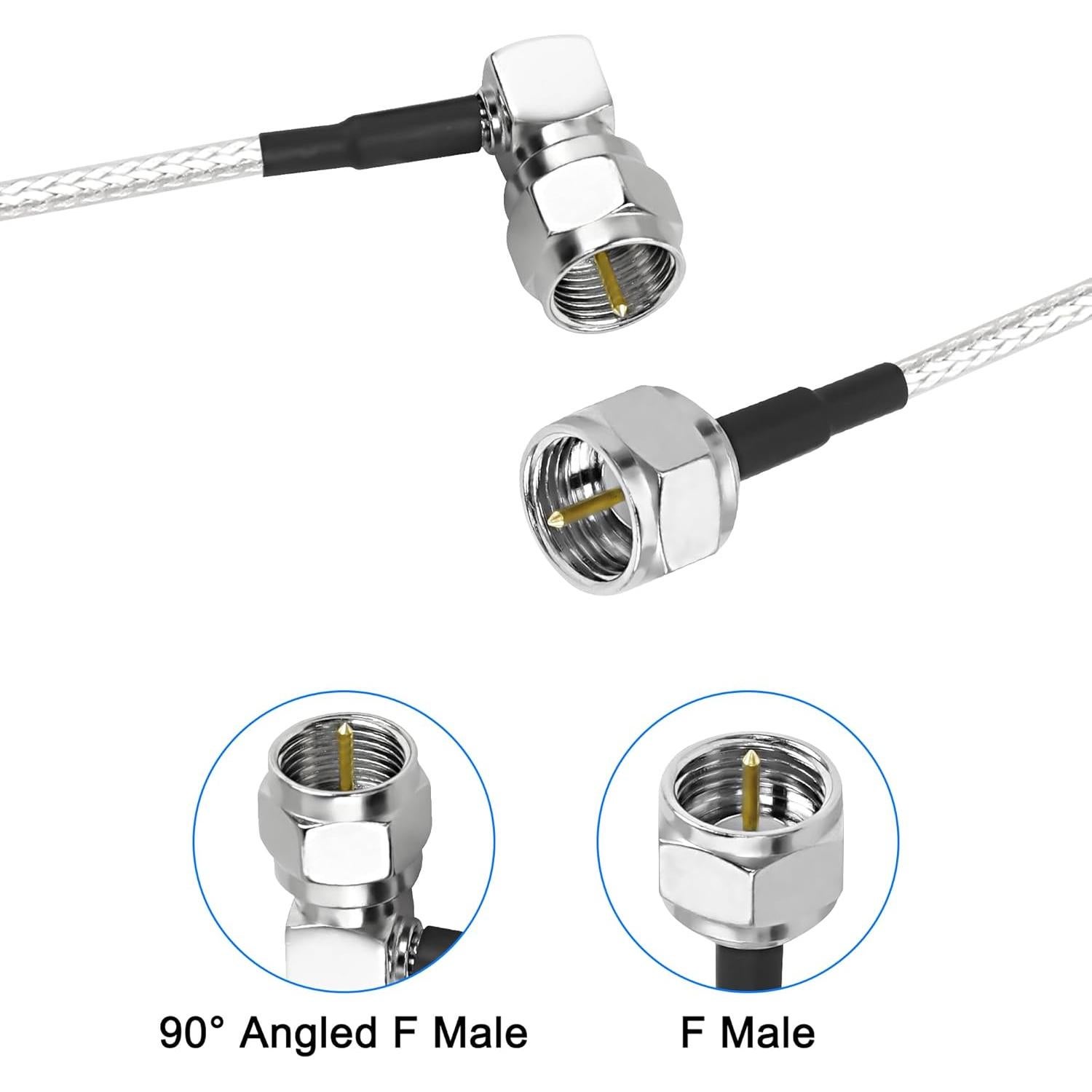 Cable Coaxial Digital MEIRIYFA 2m Tipo F Ángulo Recto 75 Ohm