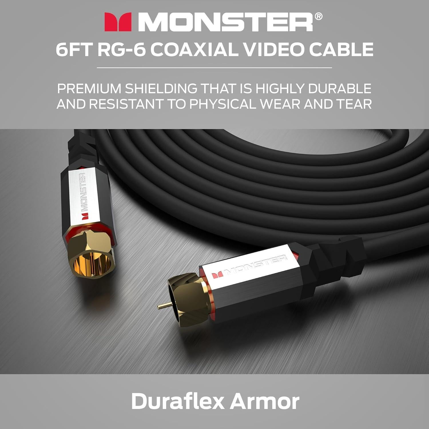 Cable coaxial Monster Essentials RG-6 1.83m con conector F-pin