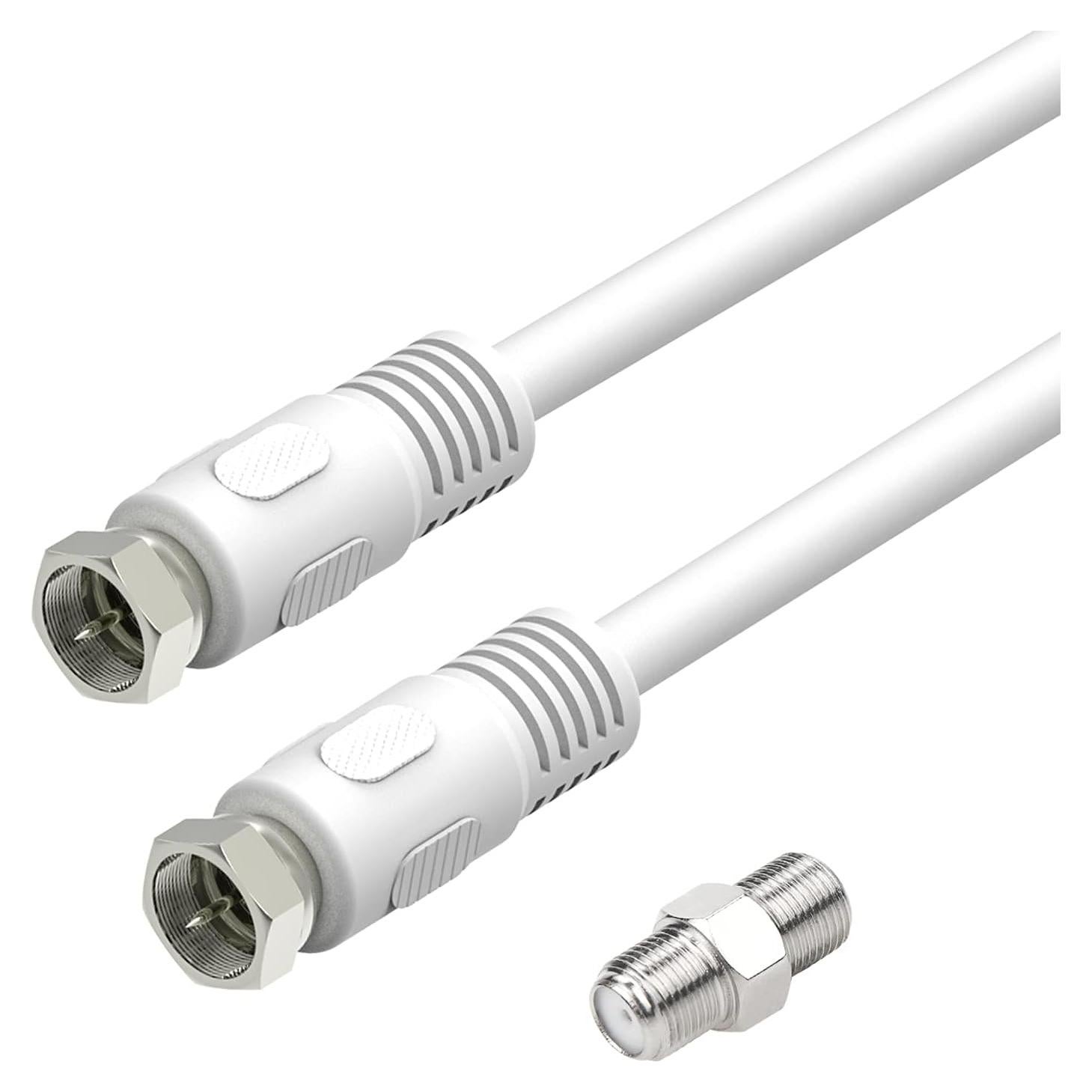 Cable Coaxial RG6 0.3m Blanco Macho a Macho con Acoplador
