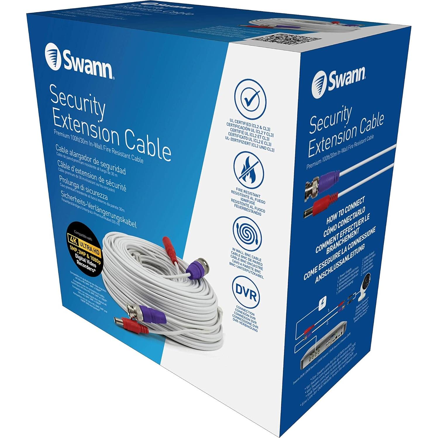 Cable Coaxial BNC Swann 30 m para Cámaras de Seguridad CCTV