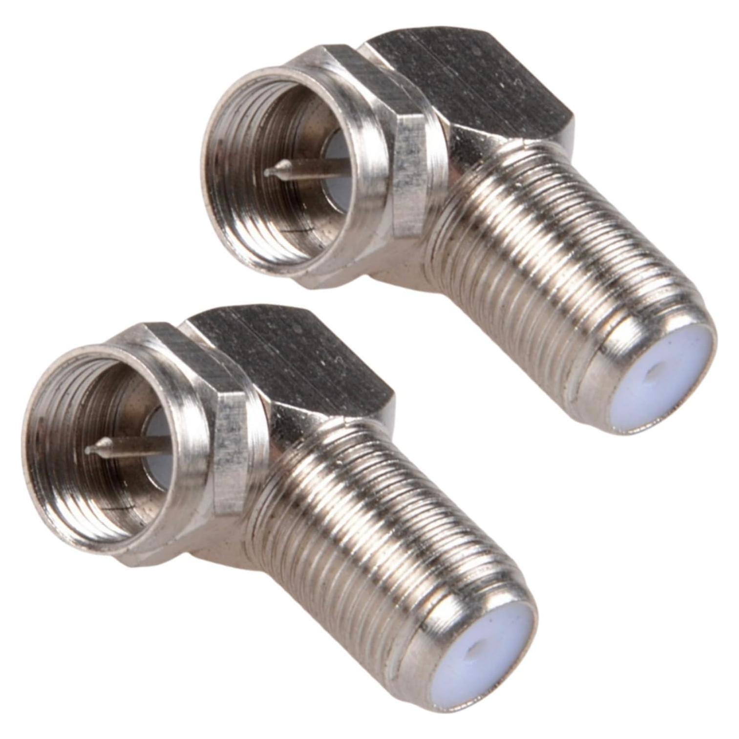 Paquete de 2 Conectores Coaxiales 90 Grados ZY RG6 Macho a Hembra