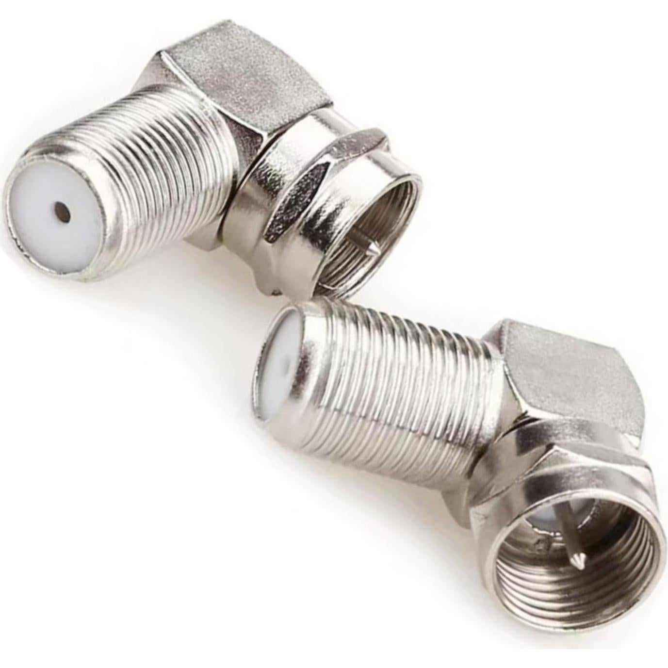 Paquete de 2 Conectores Coaxiales 90 Grados ZY RG6 Macho a Hembra