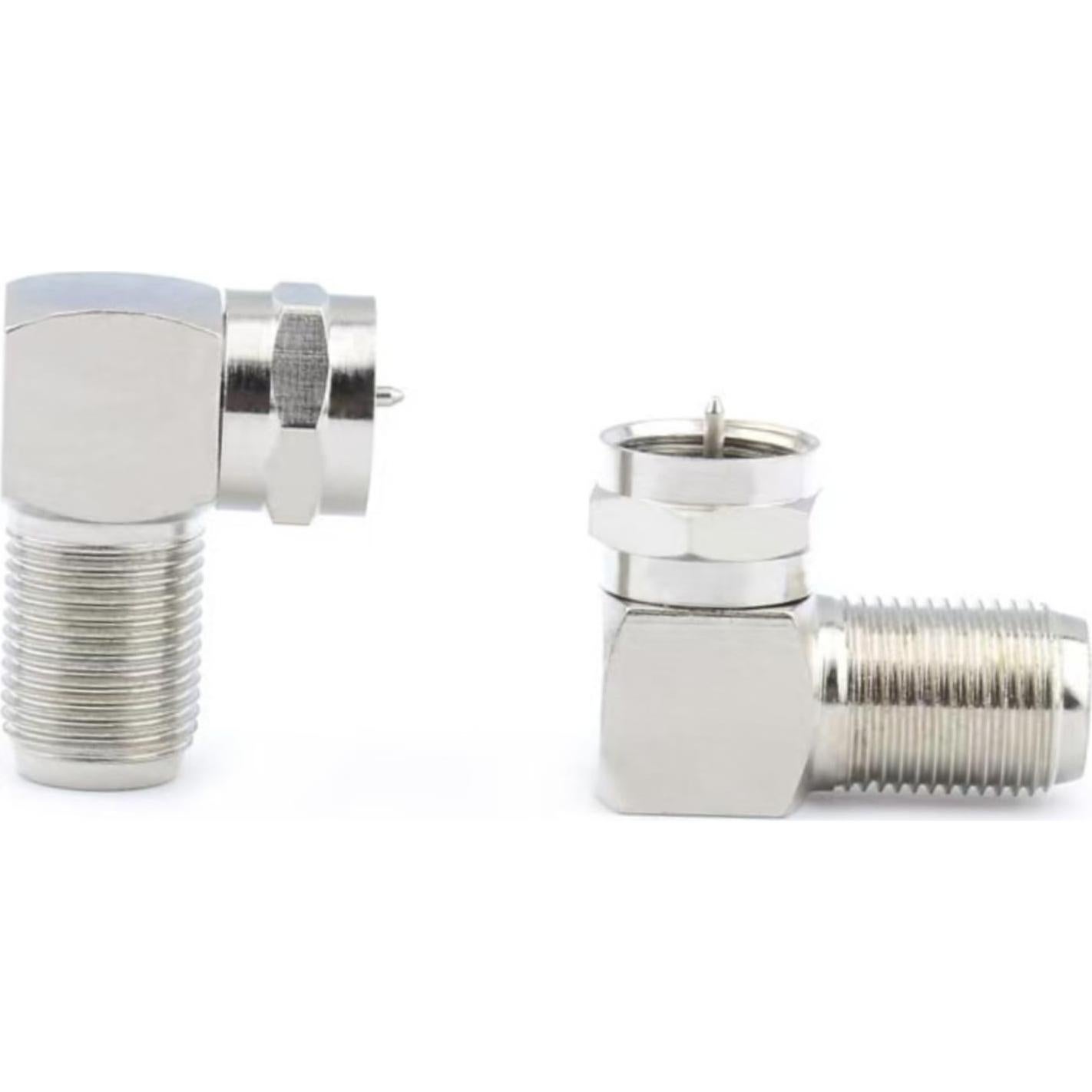 Paquete de 2 Conectores Coaxiales 90 Grados ZY RG6 Macho a Hembra