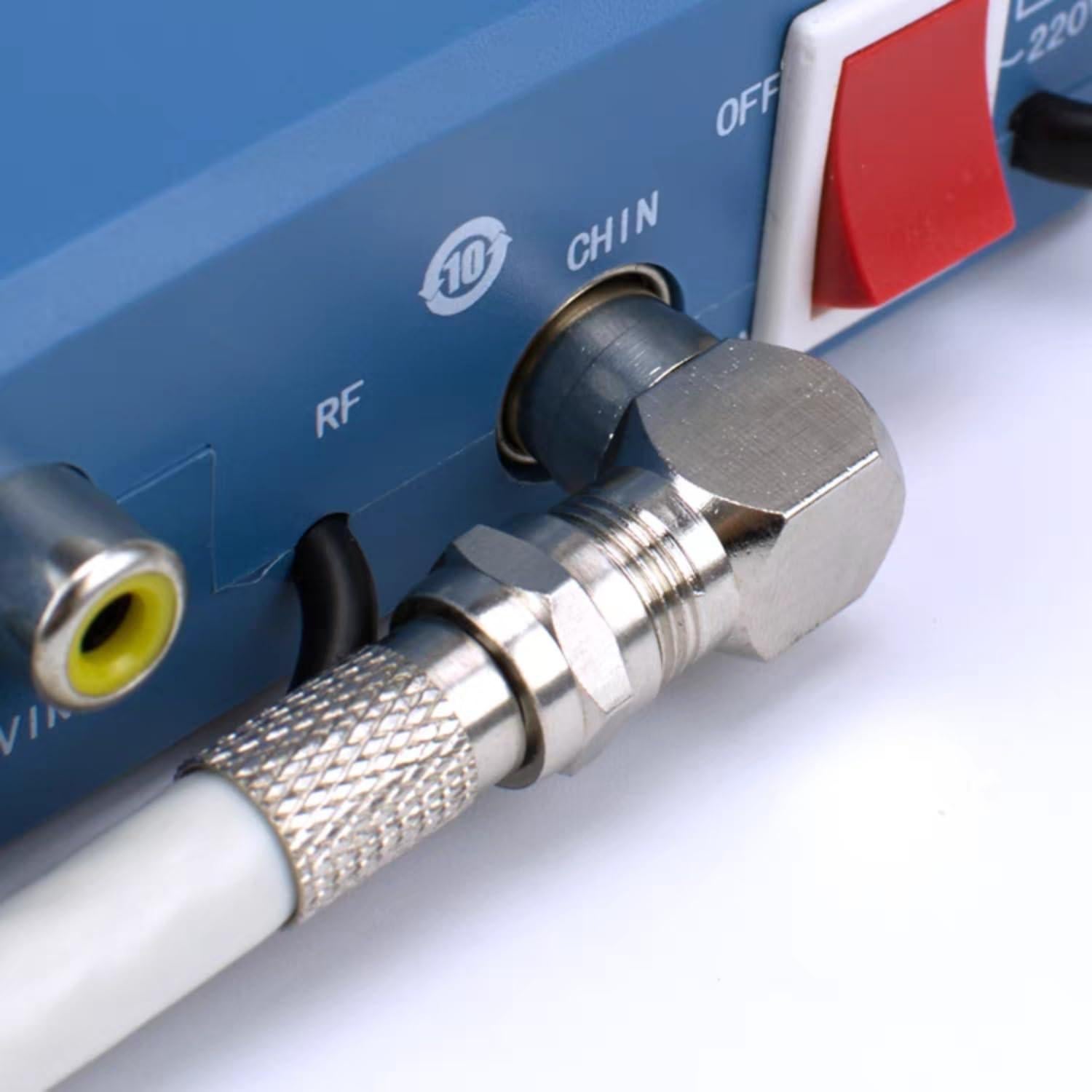 Paquete de 2 Conectores Coaxiales 90 Grados ZY RG6 Macho a Hembra