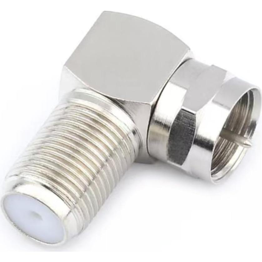 Paquete de 2 Conectores Coaxiales 90 Grados ZY RG6 Macho a Hembra