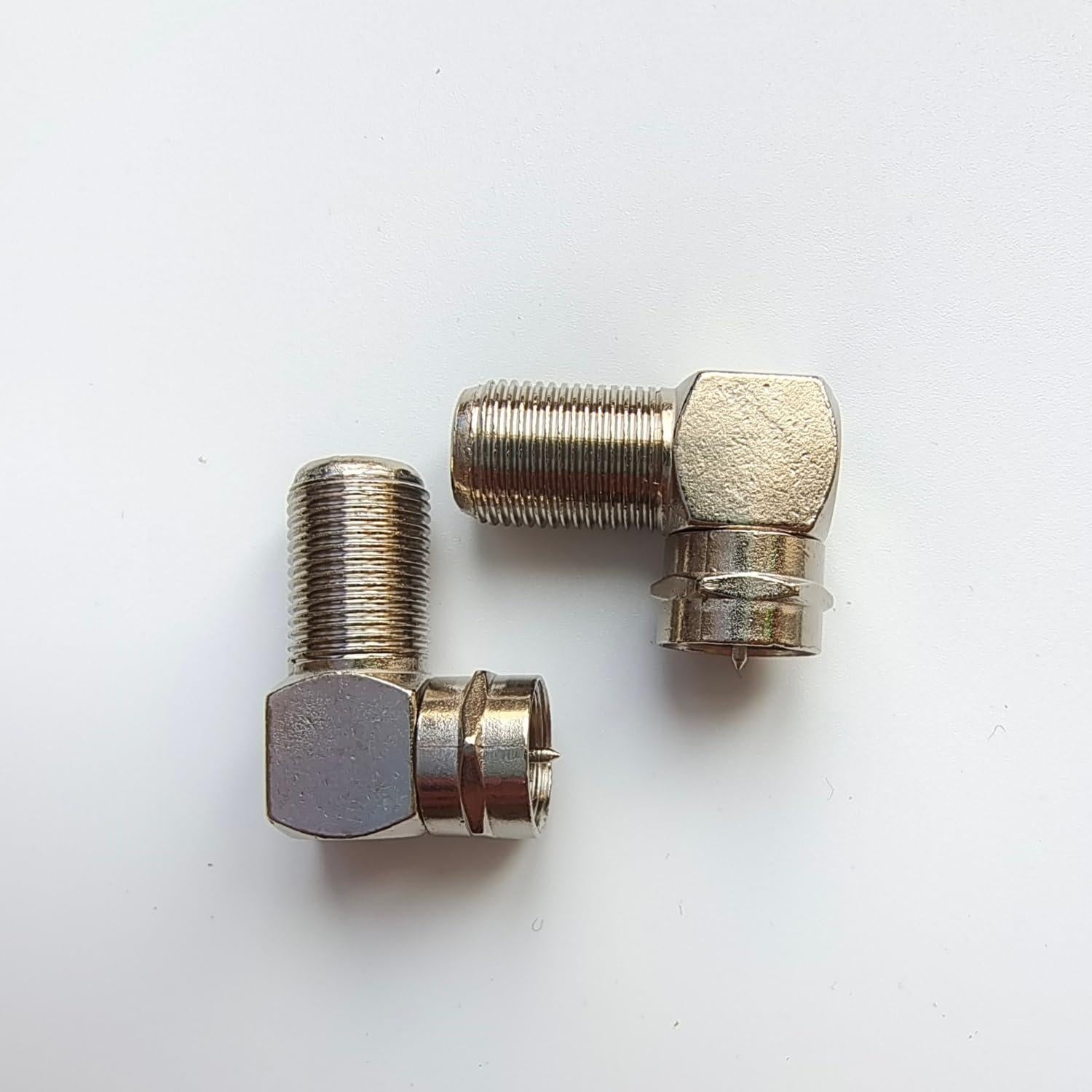 Paquete de 2 Conectores Coaxiales 90 Grados ZY RG6 Macho a Hembra