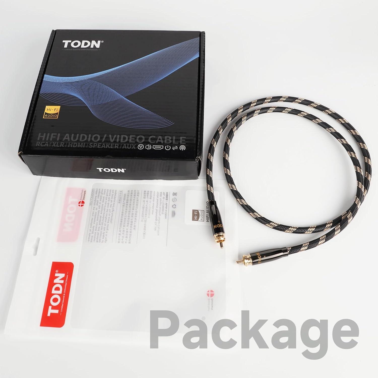 Cable de Audio Coaxial Digital TODN 1m 75 Ohm SPDIF HiFi