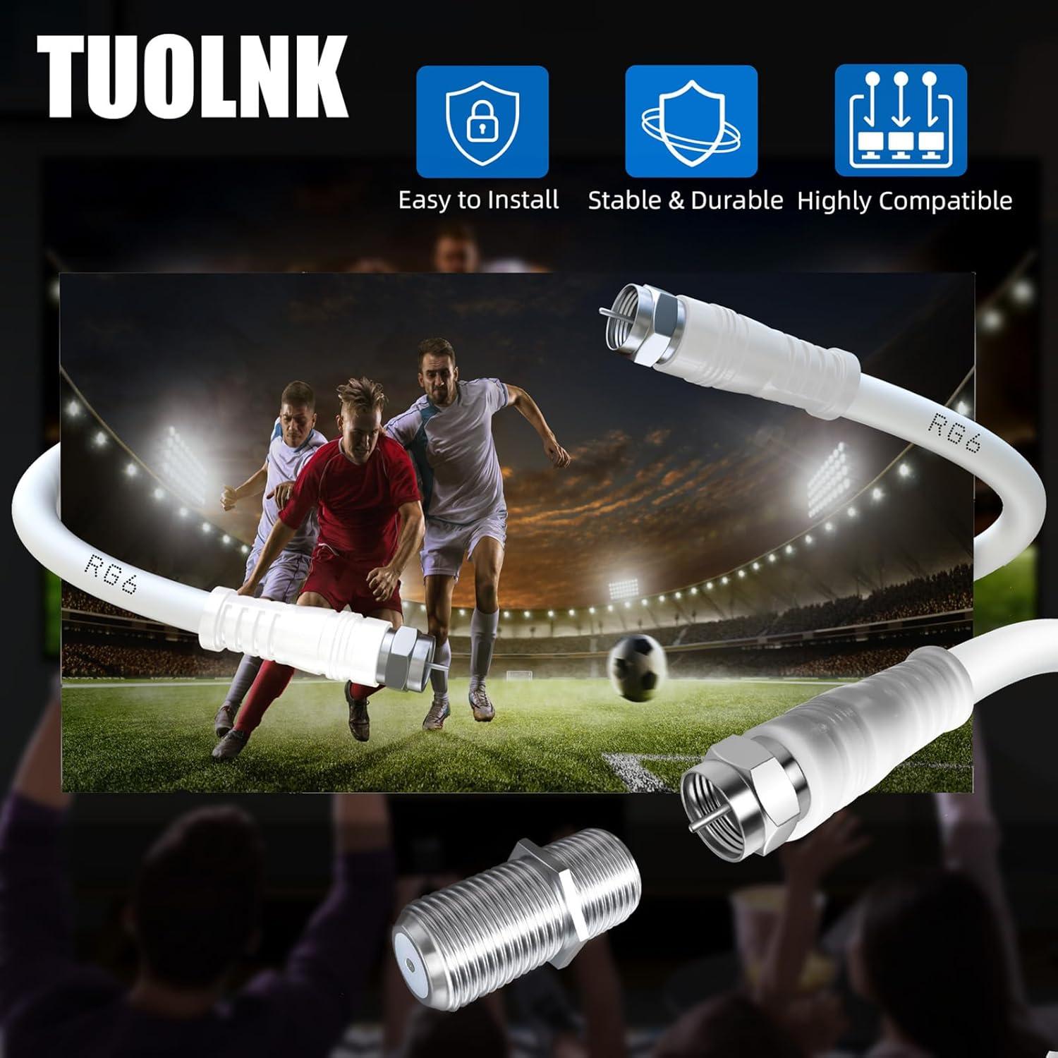 Cable Coaxial RG6 TUOLNK 5M Macho a Macho 75 Ohm Blanco