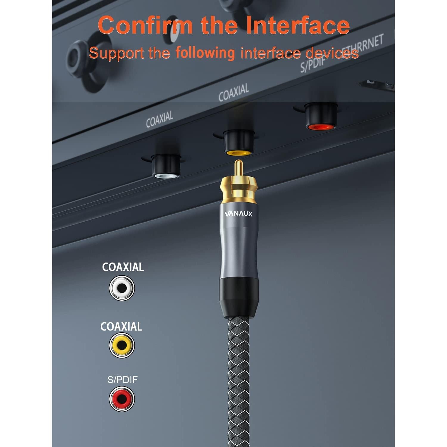 Cable Subwoofer VANAUX 0.91m RCA Macho a Macho Audio Digital