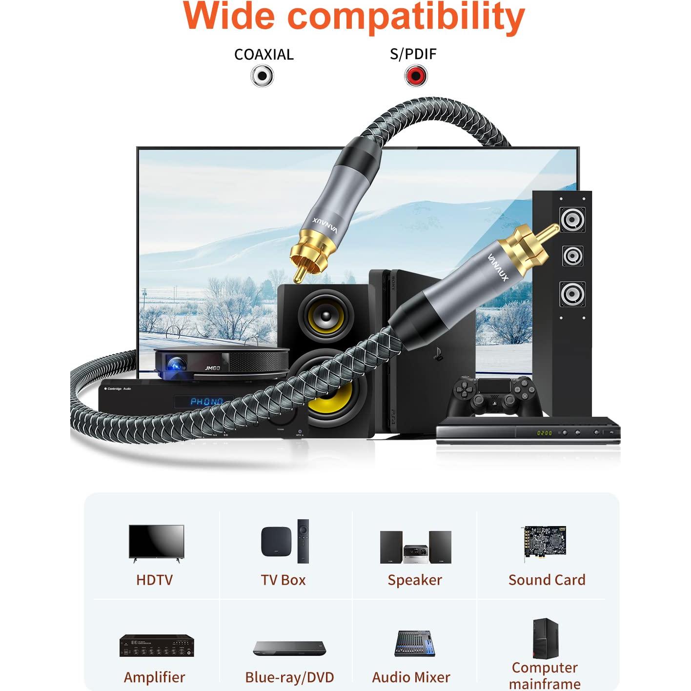 Cable Subwoofer VANAUX 0.91m RCA Macho a Macho Audio Digital