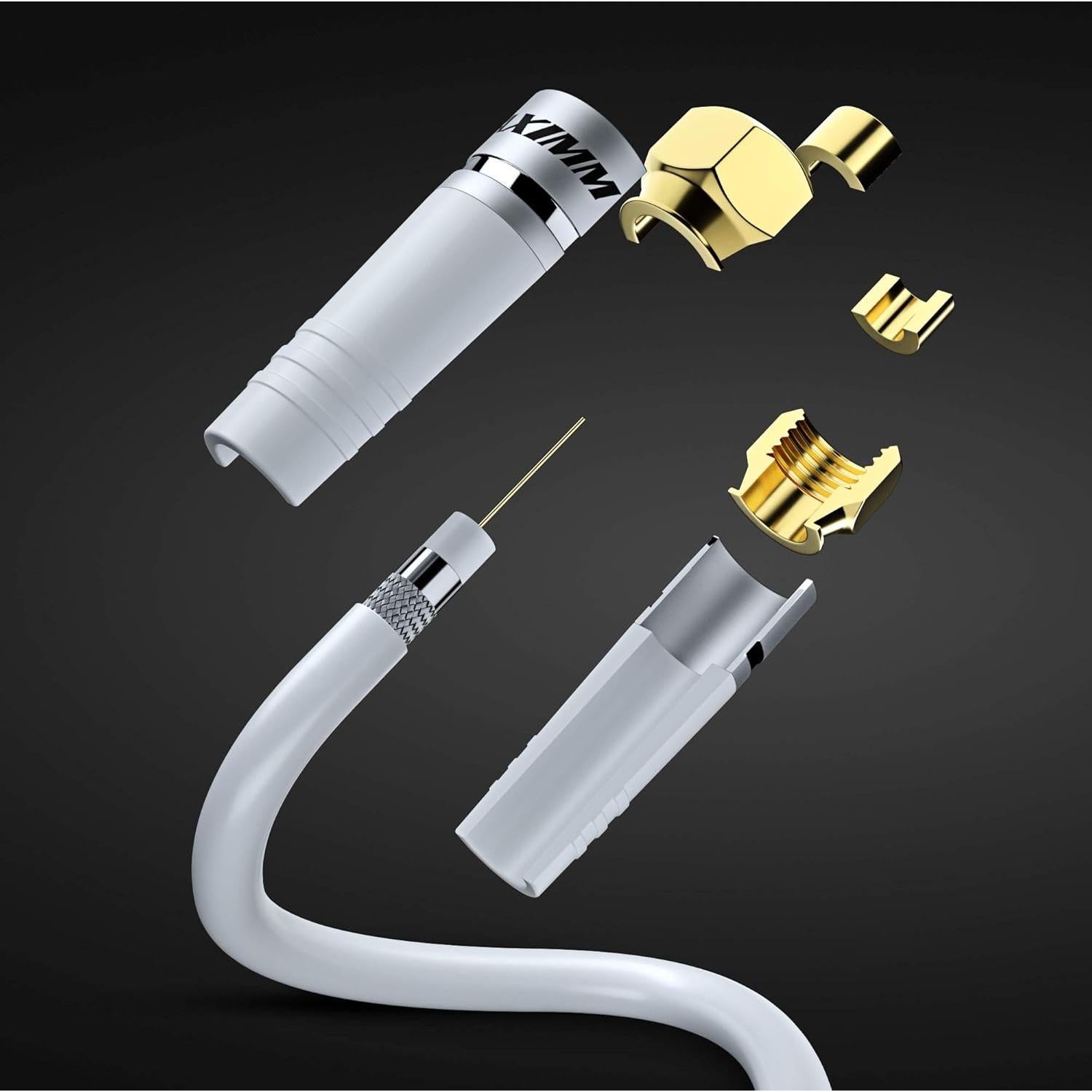 Cable Coaxial Maximm RG6 Triple Apantallado 0.46m Blanco