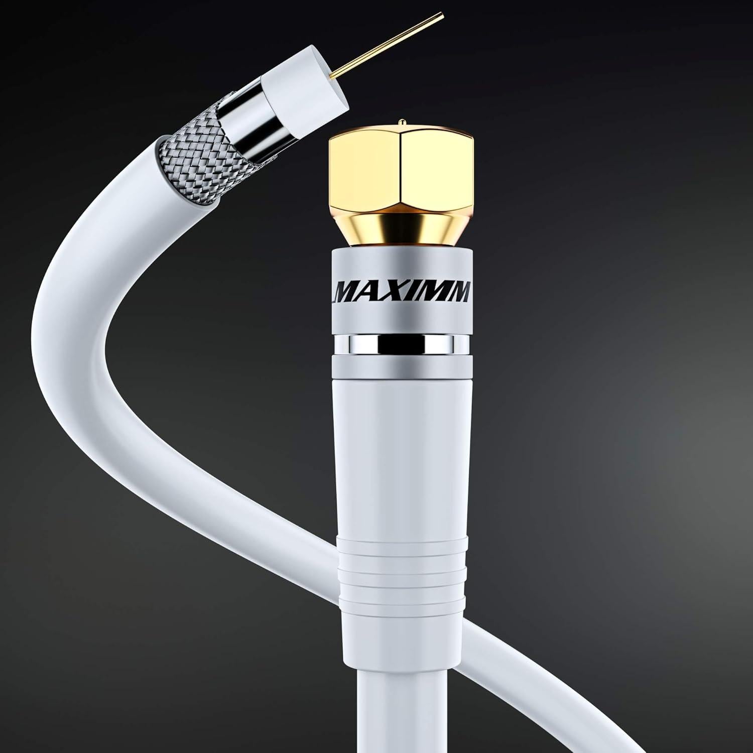 Cable Coaxial Maximm RG6 Triple Apantallado 0.46m Blanco