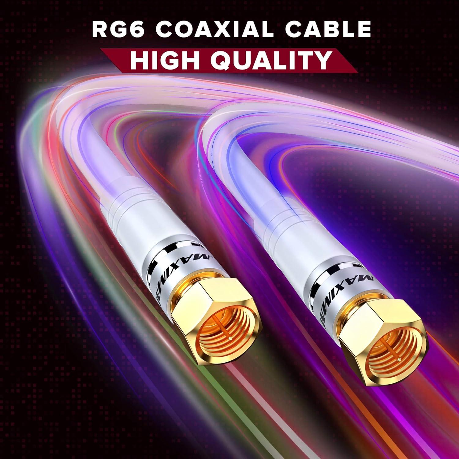 Cable Coaxial Maximm RG6 Triple Apantallado 0.46m Blanco