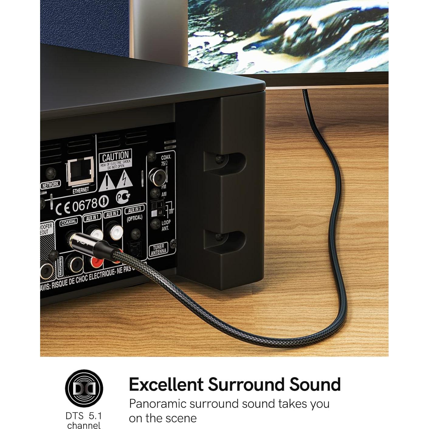 Cable de Audio Digital Coaxial VIOY 1M RCA Macho a Macho HiFi