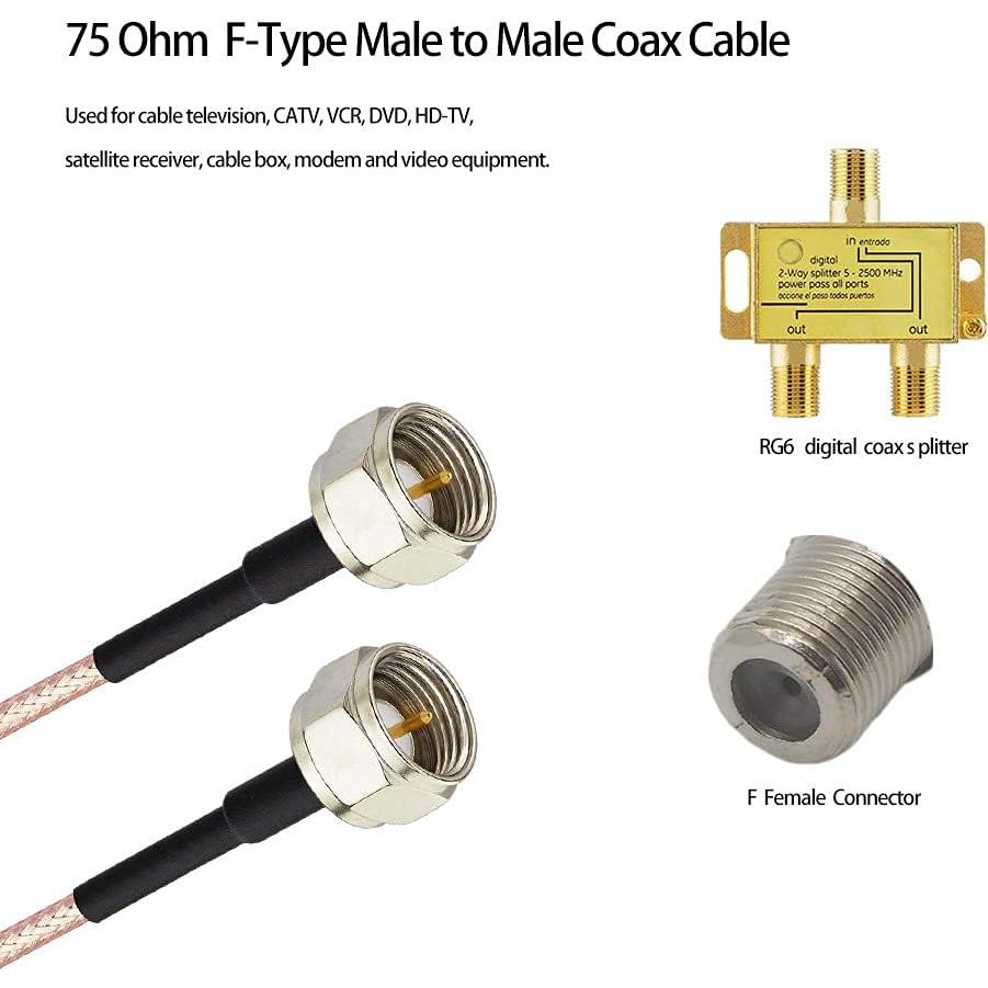 Superbat F-Type Cable, 75 Ohm 3ft TV Coax Cable for TV Modem Tuner High-Speed Internet, Broadband and Digital CATV Aerial, Satellite Cable Extension etc.