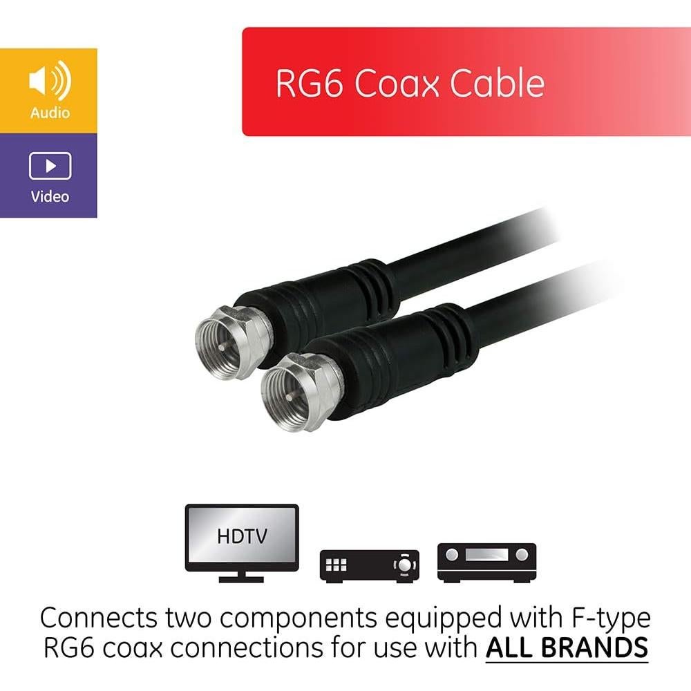 Cable Coaxial GE RG6 4.5m Doble Blindaje Conectores F