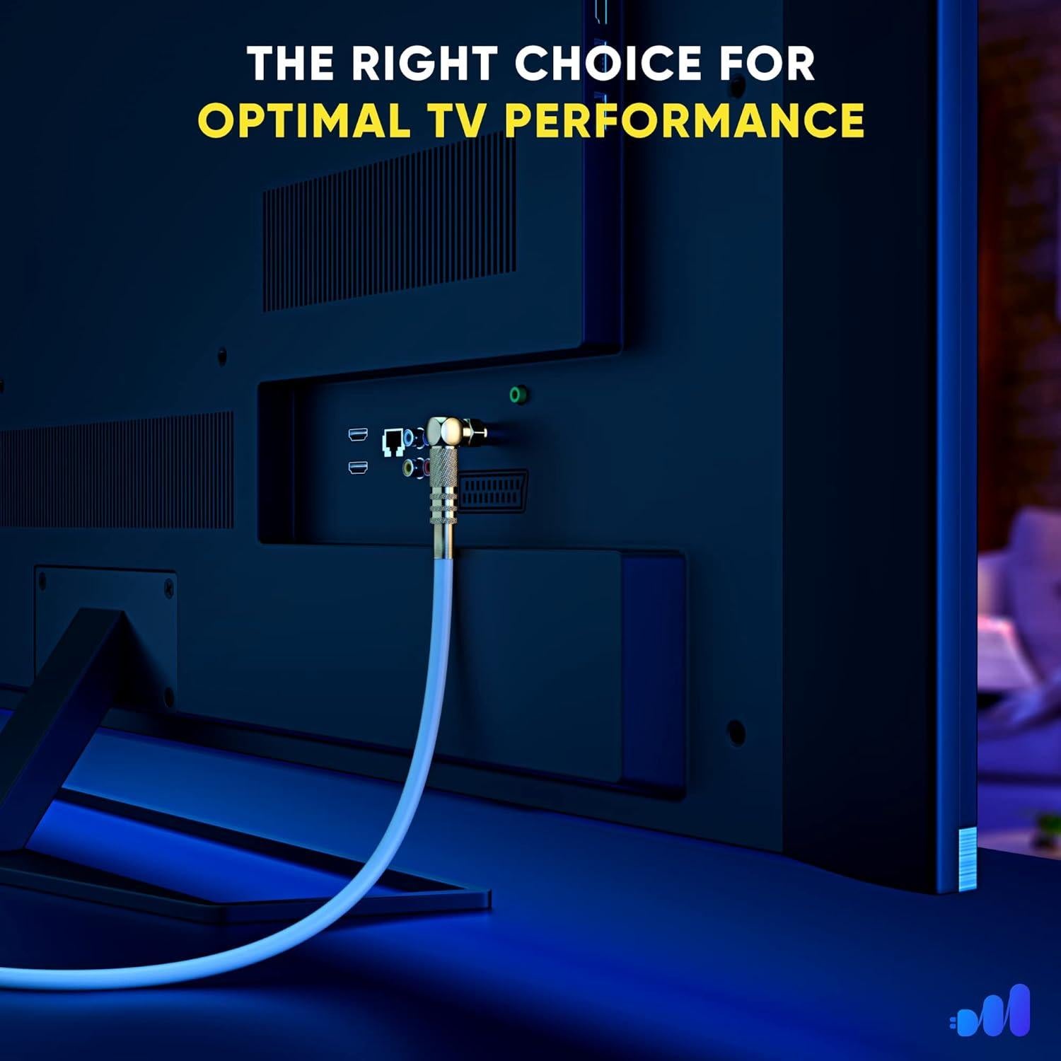 Cable Coaxial RG6 Maximm 2 Pies 90 Grados Conectores Oro