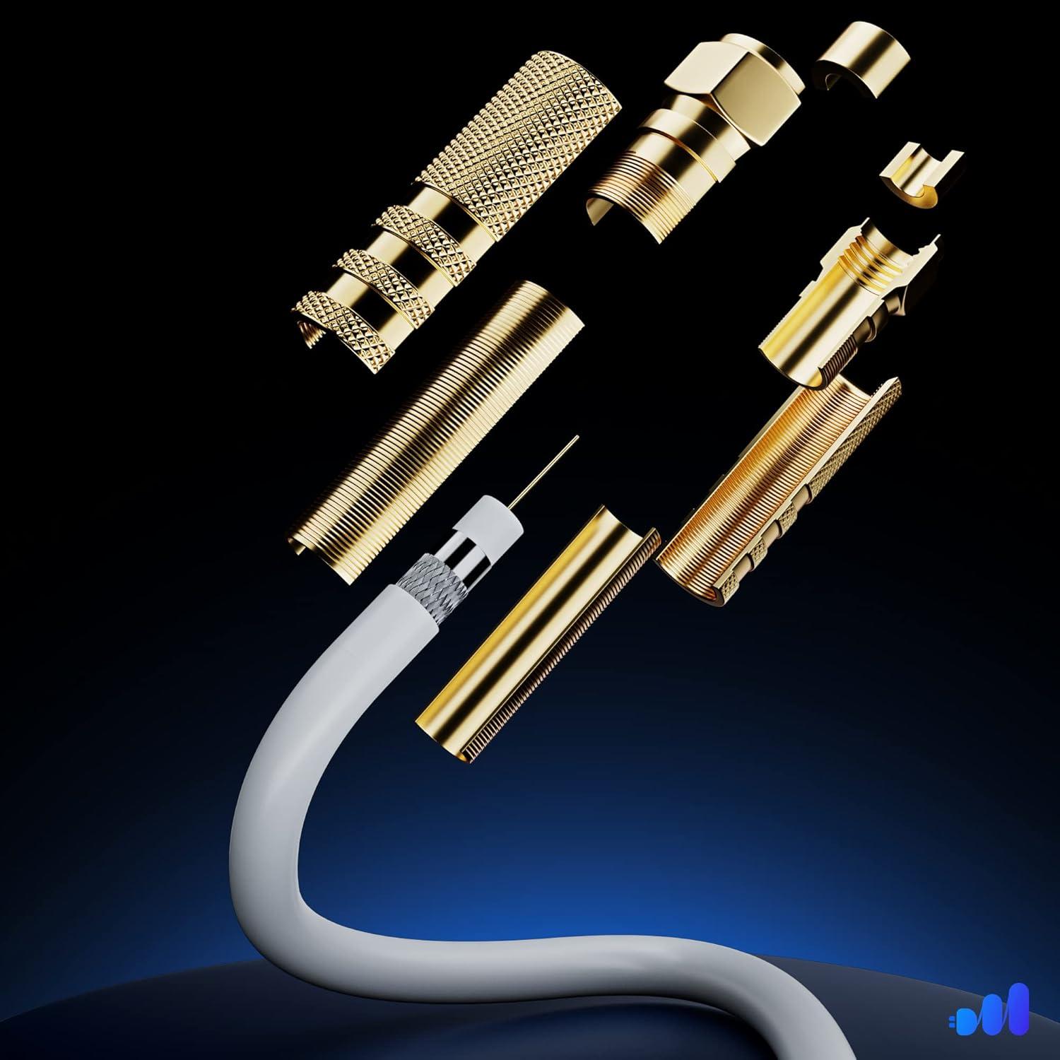 Cable Coaxial RG6 Maximm 2 Pies 90 Grados Conectores Oro