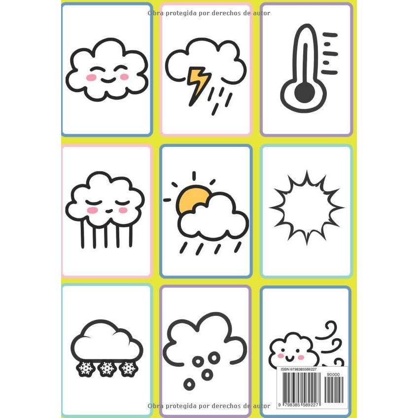Mi Primer libro Sobre El Clima: Libro para colorear del clima para niños, actividades del ciclo del agua, información simplificada sobre el clima y el ciclo del agua para niños (Spanish Edition)
