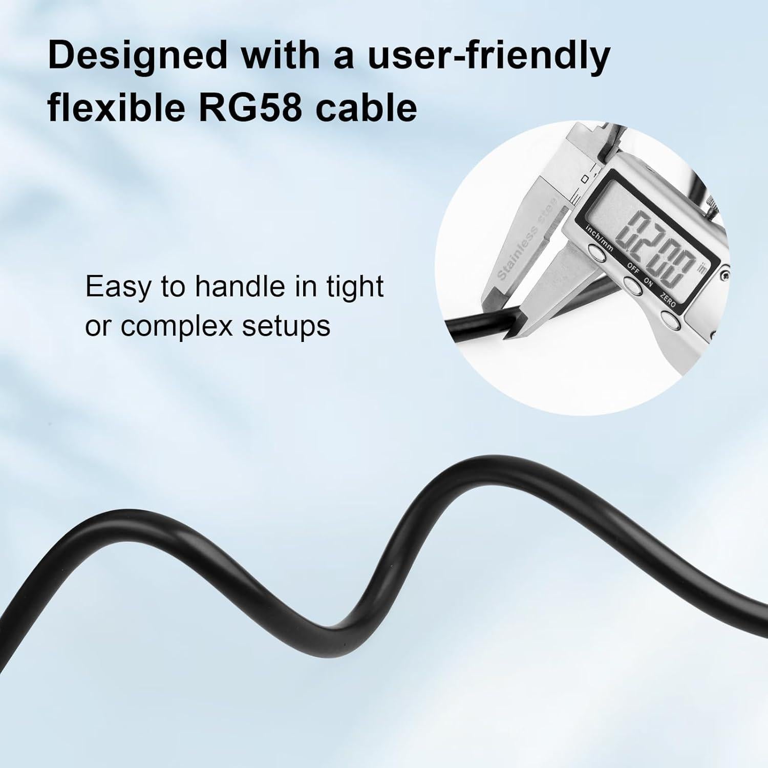 Cable Coaxial RG58 30.48M 50 Ohmios XRDS-RF para Radios y Antenas