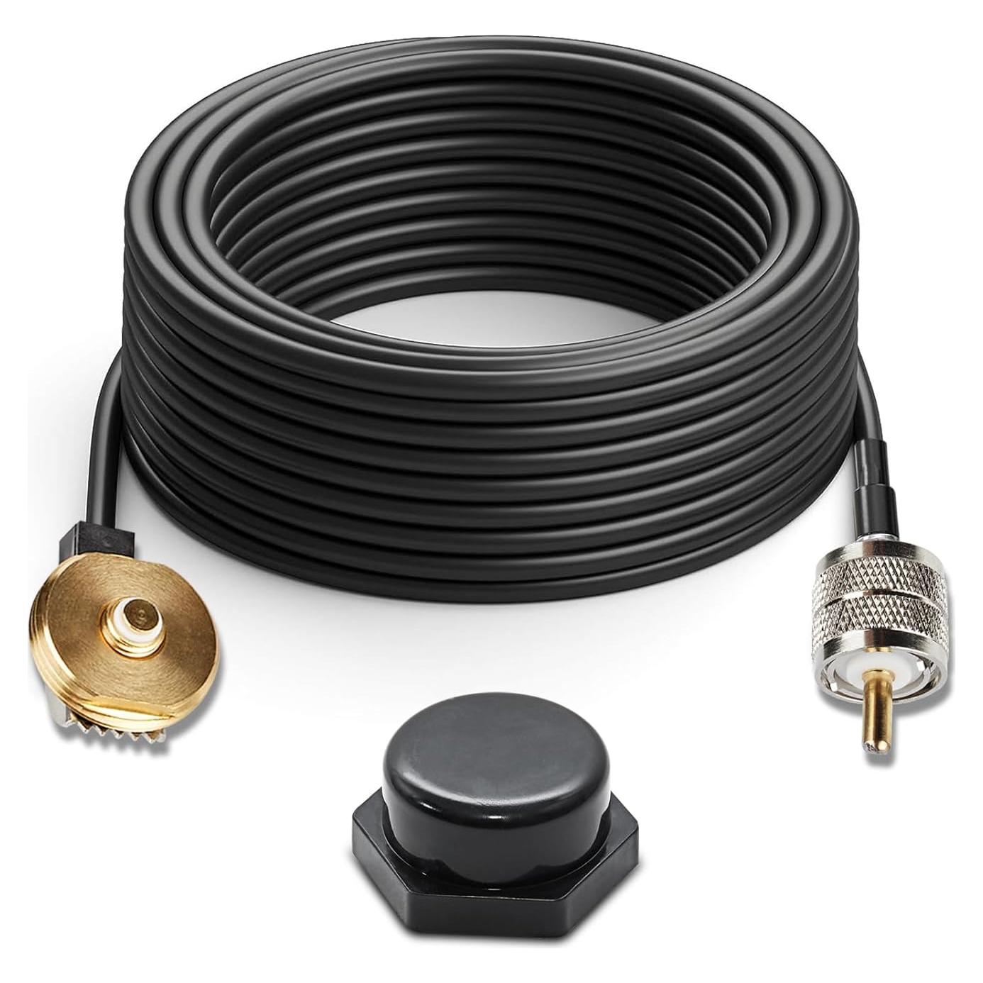 Cable Coaxial RG58 Anina 4.9m NMO a PL259 Macho con Tapa