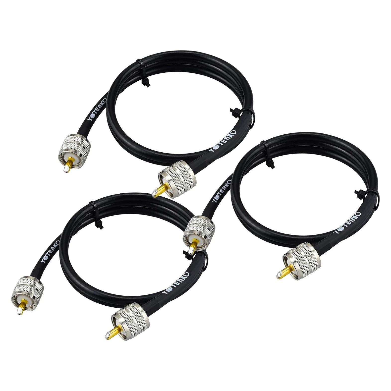 Cable Coaxial RG8X 0.91 m YovKiss - Paquete de 3 UHF PL259