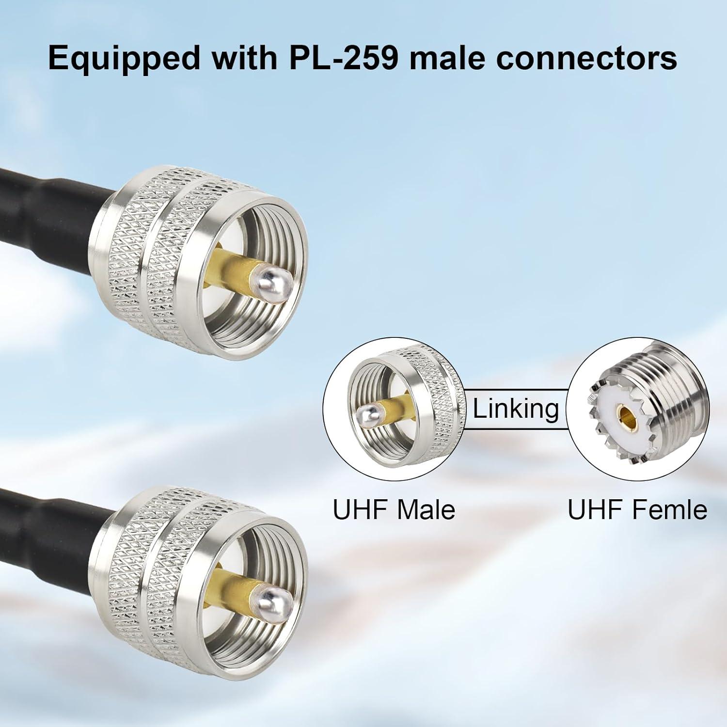 Cable Coaxial RG58 6.1M 50 Ohm con Conectores PL-259 UHF XRDS-RF