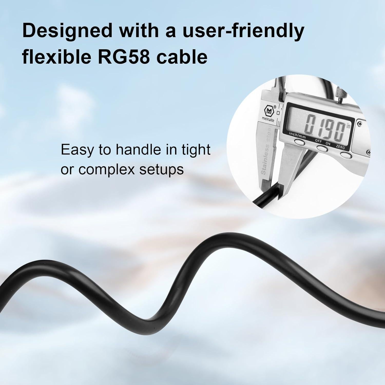 Cable Coaxial RG58 6.1M 50 Ohm con Conectores PL-259 UHF XRDS-RF