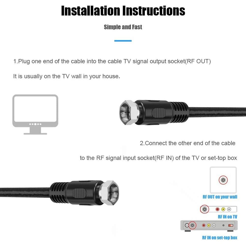 Cable Coaxial 0.3m RFAdapter - Paquete de 2 con Conectores F