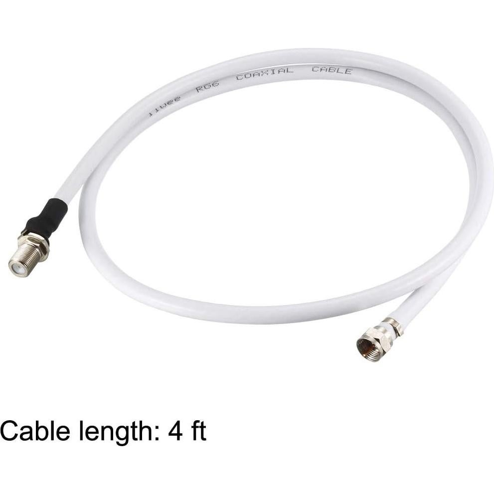 Cable Coaxial RG6 uxcell Tipo F Macho a Hembra 1.22m 75 Ohm