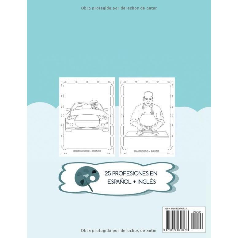 Libro de Colorear Profesiones para Niños: Divertidas Ilustraciones en Español e Inglés. De 3 a 8 Años. (Spanish Edition)