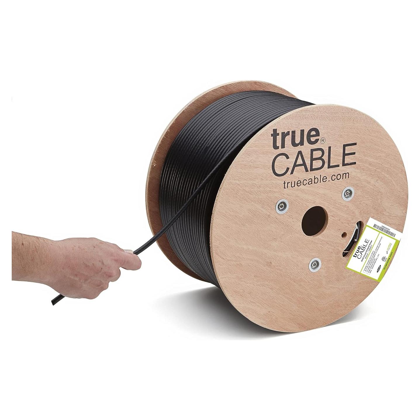 Cable Coaxial RG6 trueCABLE 1000 pies Doble Blindaje Negro