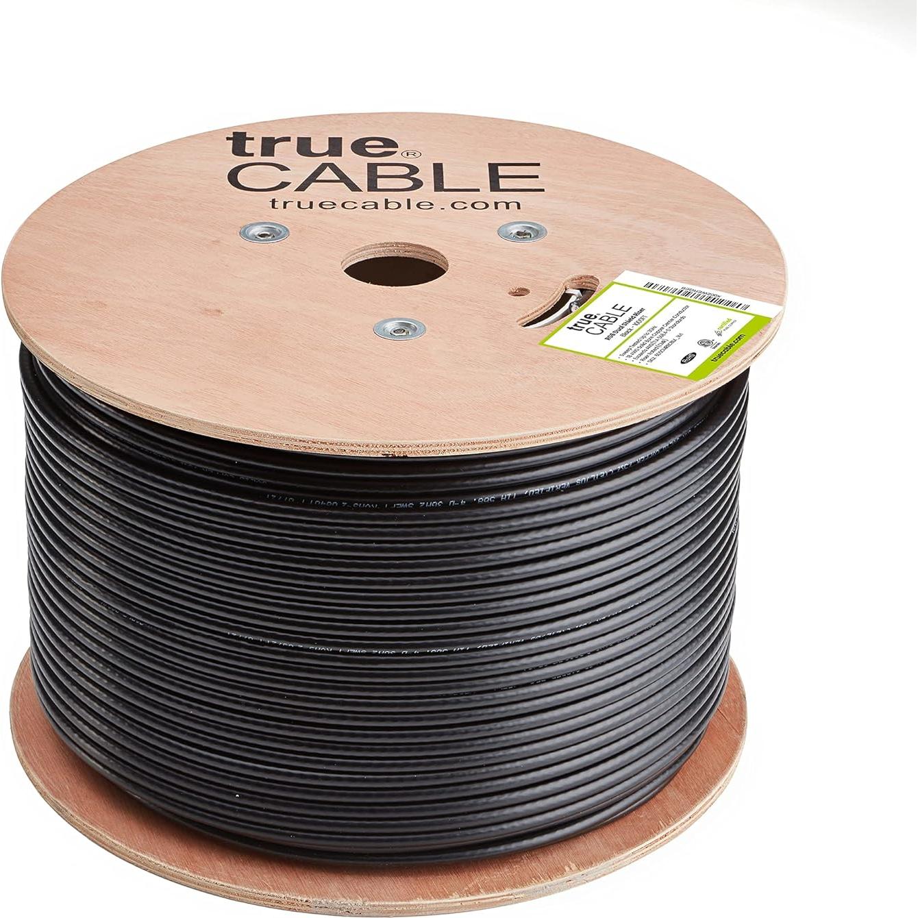 Cable Coaxial RG6 trueCABLE 1000 pies Doble Blindaje Negro