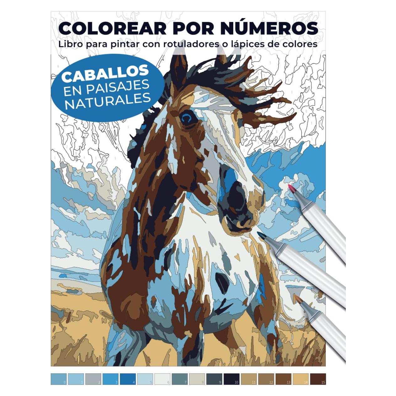 Colorear por números: caballos en paisajes naturales | Libro para pintar con rotuladores o lápices de colores: Crea arte mientras te relajas y ... relajantes para adultos) (Spanish Edition)