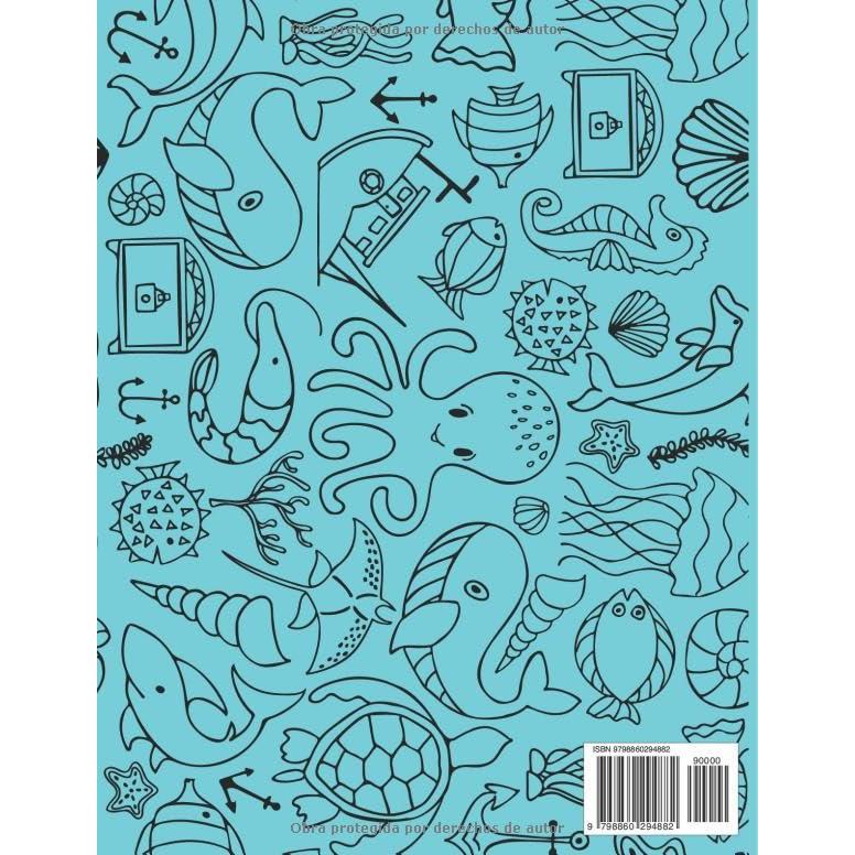 Animales Marinos Libro de Colorear: Libro para Pintar: 50 Dibujos de Peces y Animales para Colorear Marino para Niños (en Educación Preescolar) - ... Peces-Océano, del Mar. (Spanish Edition)
