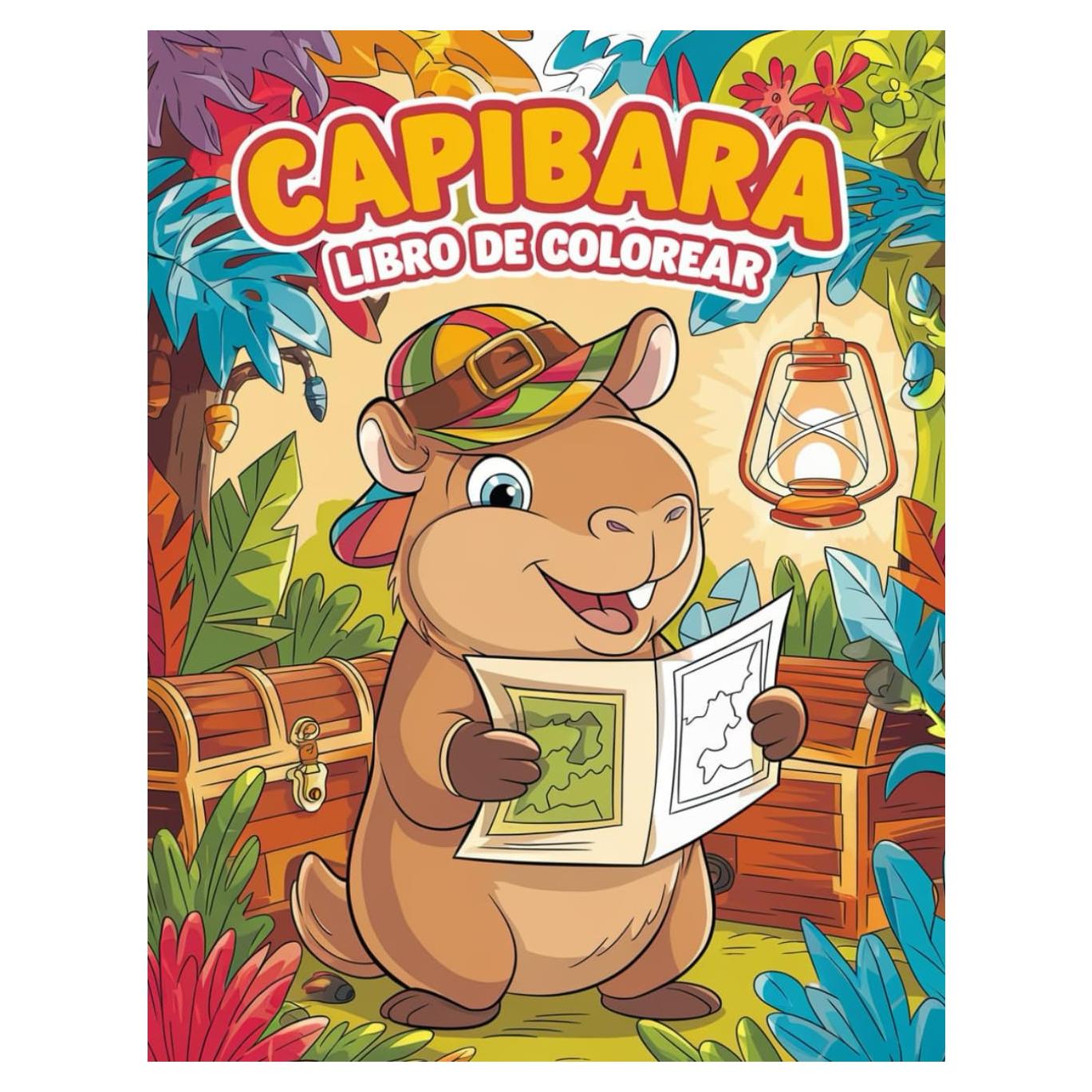 Capibara libro de colorear: Para niños de 3 a 12 años: 30 páginas divertidas y fáciles de 8,5" x 11" para niñas, niños y bebés (Spanish Edition)