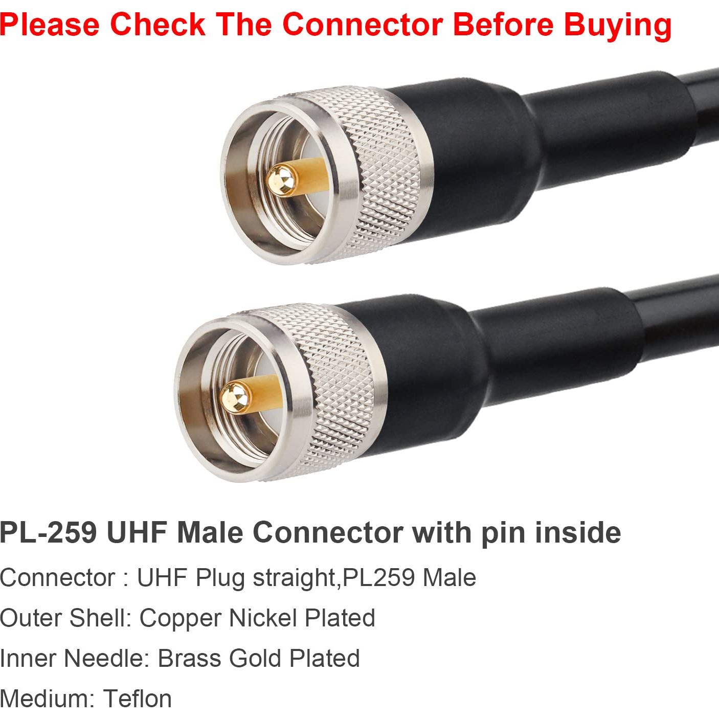 Cable Coaxial UHF KMR 400 PL-259 6.1 m XRDS-RF Baja Pérdida