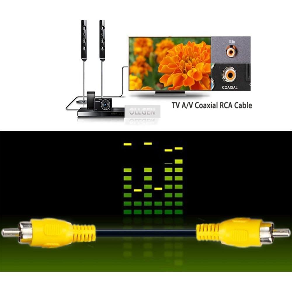 Cable RCA de Video y Audio OLLGEN 3M Macho a Macho Amarillo