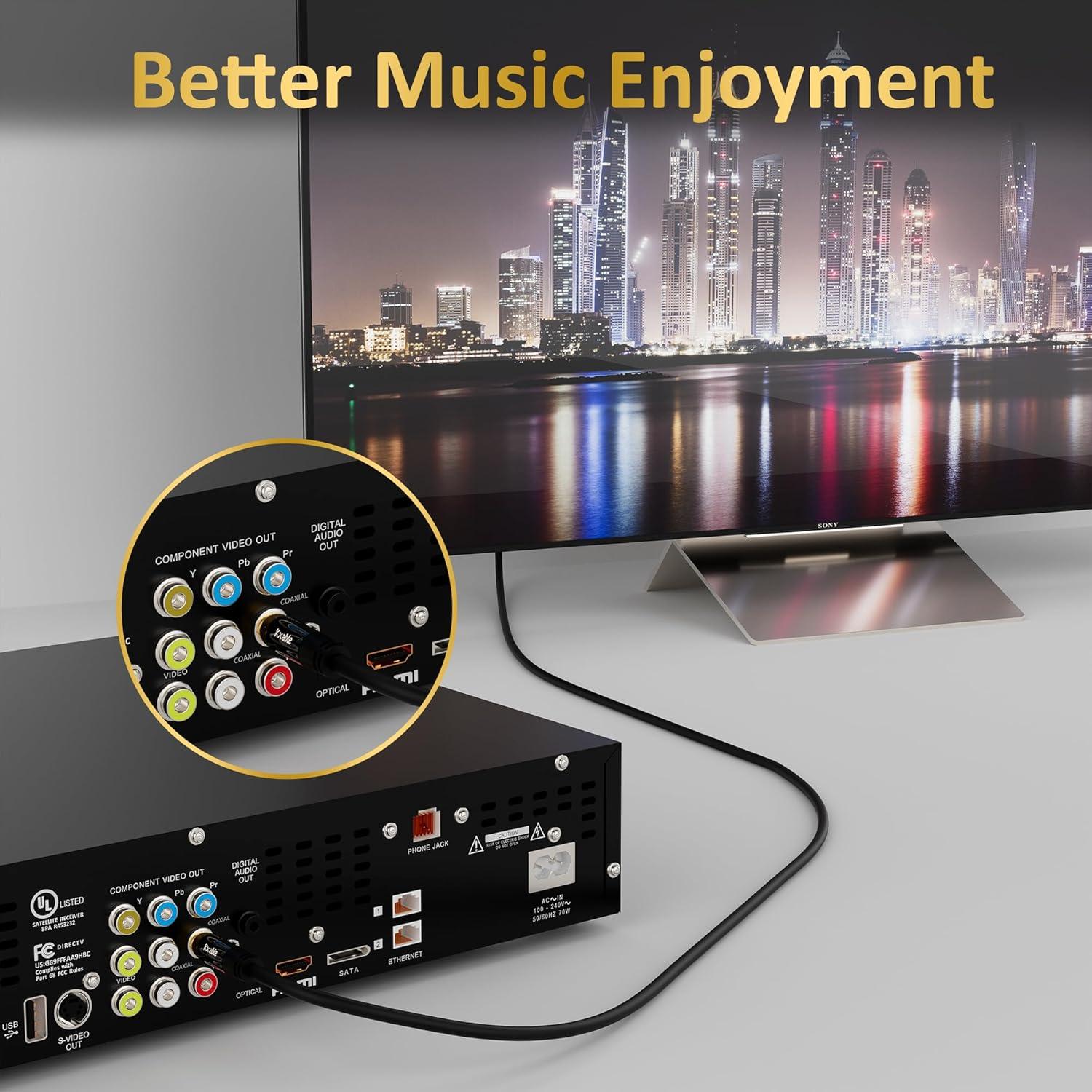 Cable RCA Kxable 7.62m para Subwoofer y Audio Digital